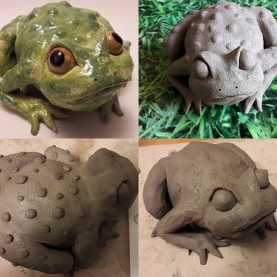 handmade clay frogs and toads